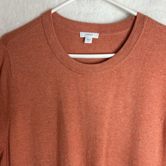 Pure J JILL Red Clay Heather Coral Waist Drawstring midi sweater dress size L - Picture 4 of 12